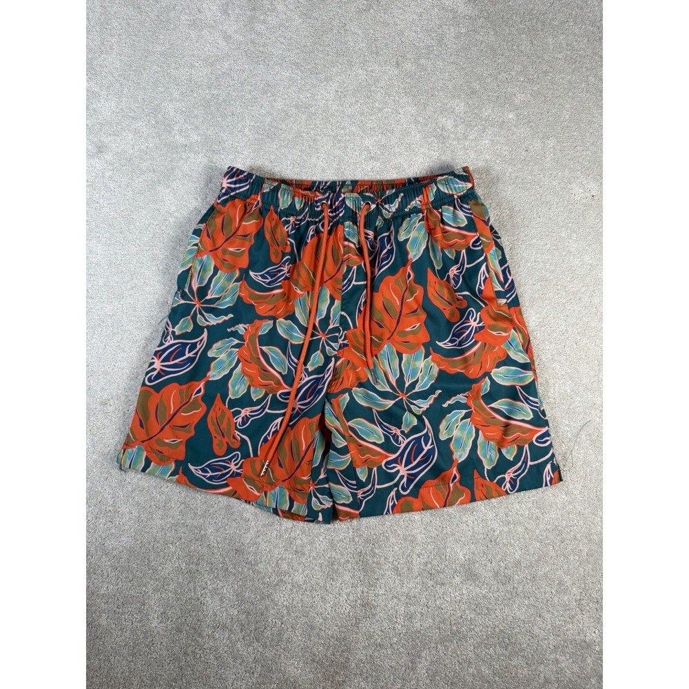 Cove Tropical Palm Leaf All Over Swim Trunks Mens Medium Multicolor Board Shorts